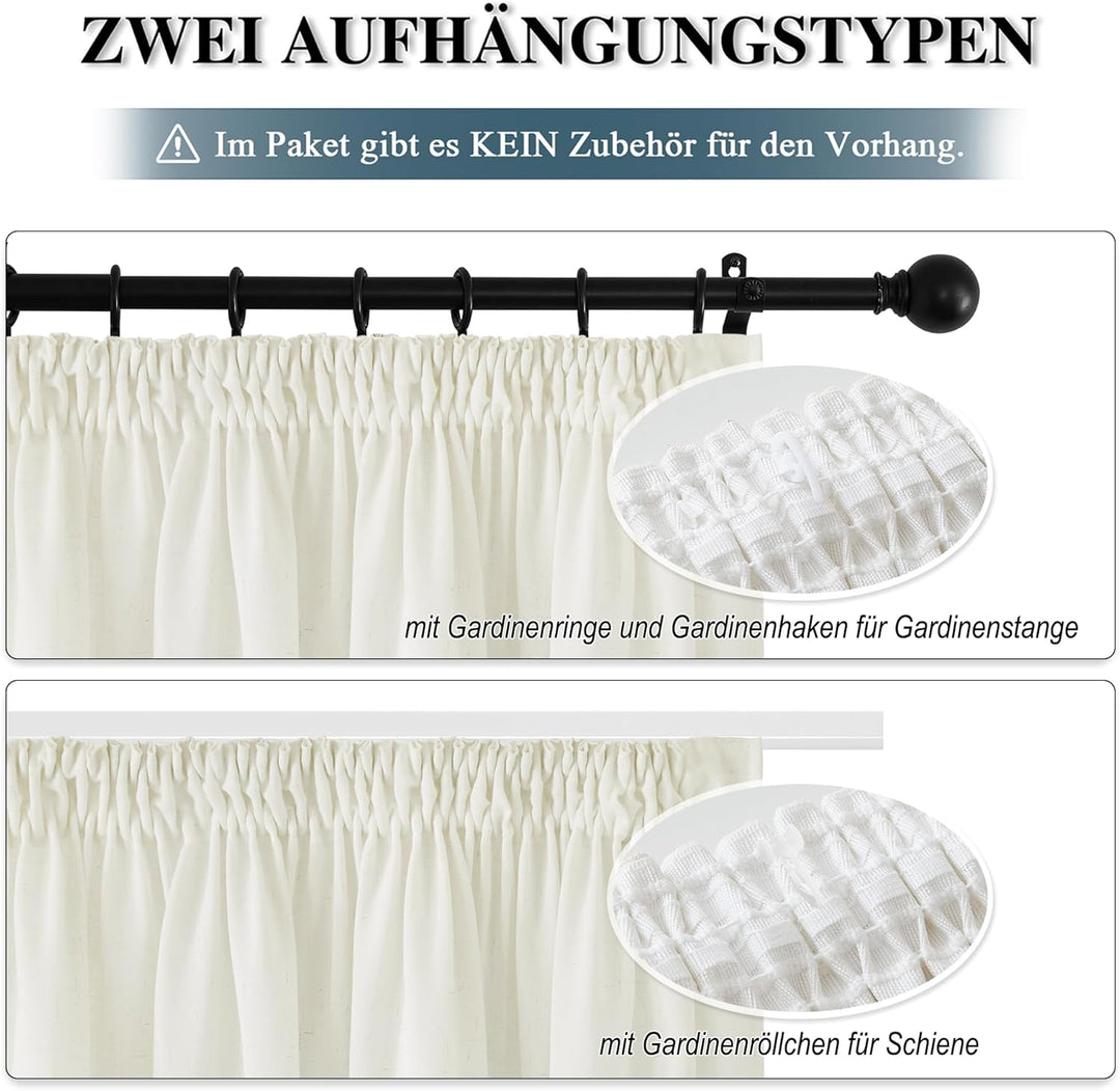 PONY DANCE Vorhang Leinen Kräuselband Gardinen Wohnzimmer 2er Set H 145 x B 140 cm Leinenoptik Gardi