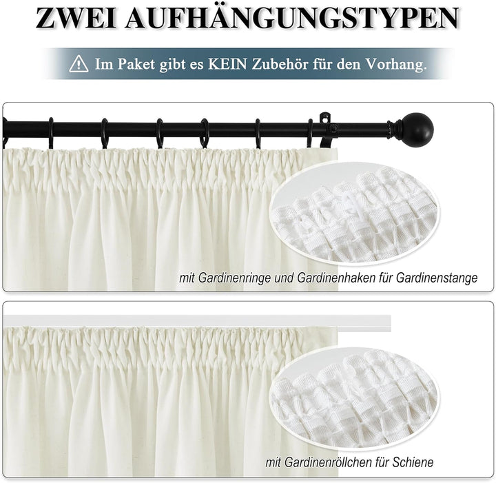 PONY DANCE Vorhang Leinen Kräuselband Gardinen Wohnzimmer 2er Set H 145 x B 140 cm Leinenoptik Gardi