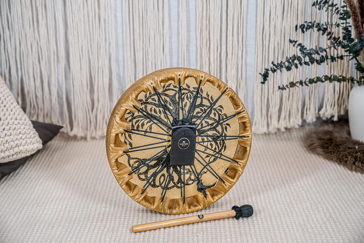 Sonic Energy 15" Rahmentrommel Lebensbaum – Schamanisches Instrument mit Büffelfell – Für Meditation