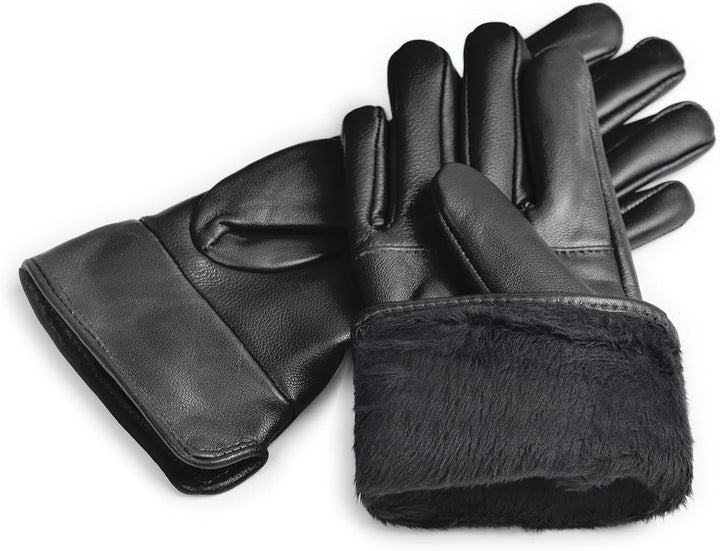 Harssidanzar Damen Lederhandschuhe Schafsfell Warm Winter Weich gefüttert SL025EU Schwarz L, Schwarz