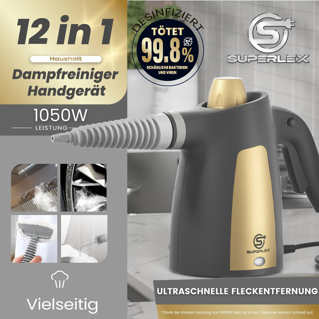 Handdampfreiniger Dampfreiniger Handgerät Steam Cleaner Für Alles 1050W 3,5bar Starker Dampfdruck 35