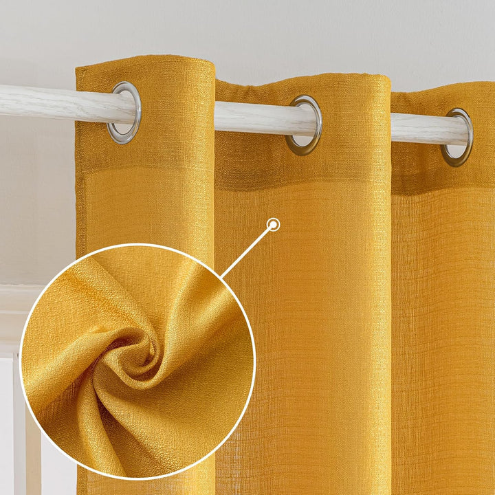 MIULEE 2er Set Voile Vorhang Sheer Leinenvorhang mit Ösen Transparente Unregelmässige Textur Gardine