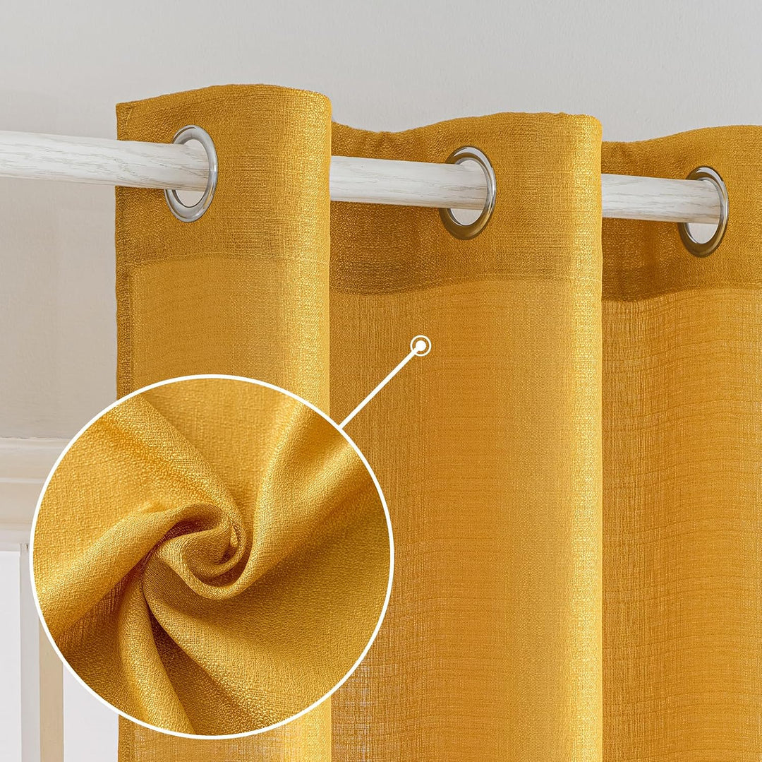 MIULEE 2er Set Voile Vorhang Sheer Leinenvorhang mit Ösen Transparente Unregelmässige Textur Gardine