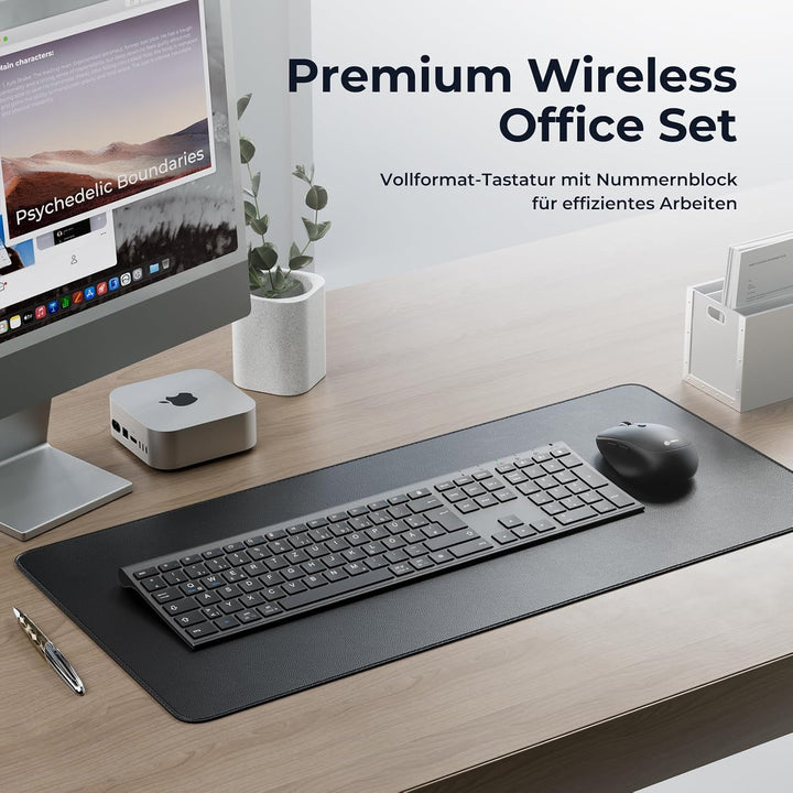iClever Bluetooth Tastatur und Maus, Wiederaufladbare Dualmodus (Bluetooth 4.2+2.4G) Kabellose Tasta