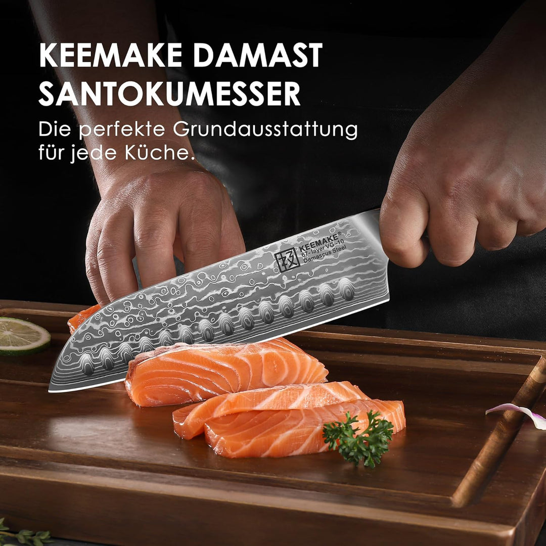 KEEMAKE Santoku Messer Kochmesser Küchenmesser - 7 Zoll Küchenmesser 17,8cm Santokumesser Allzweckme