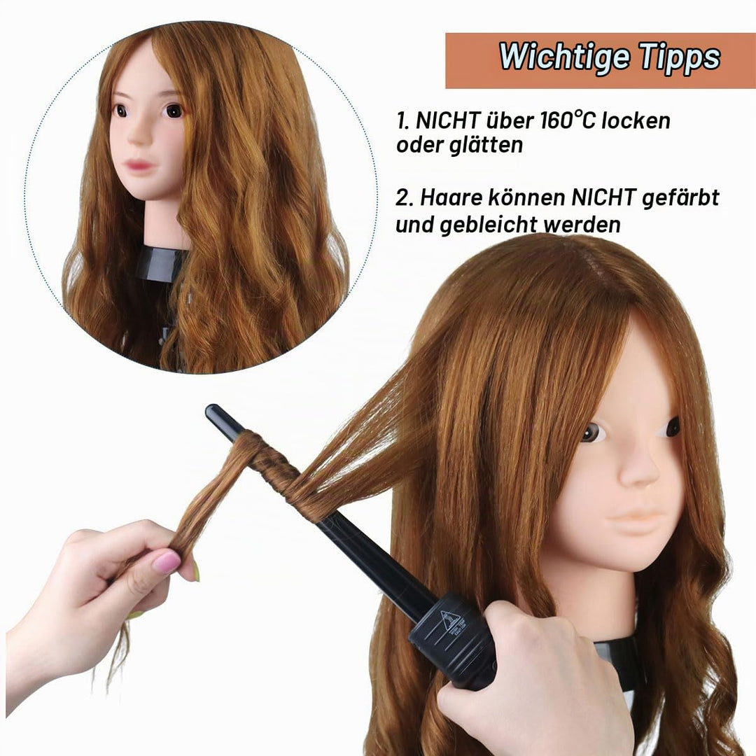 MYSWEETY 20” Übungskopf Frisierkopf Friseur 50% Echthaar Haar Perückenkopf Puppenkopf Übungskopf Fri