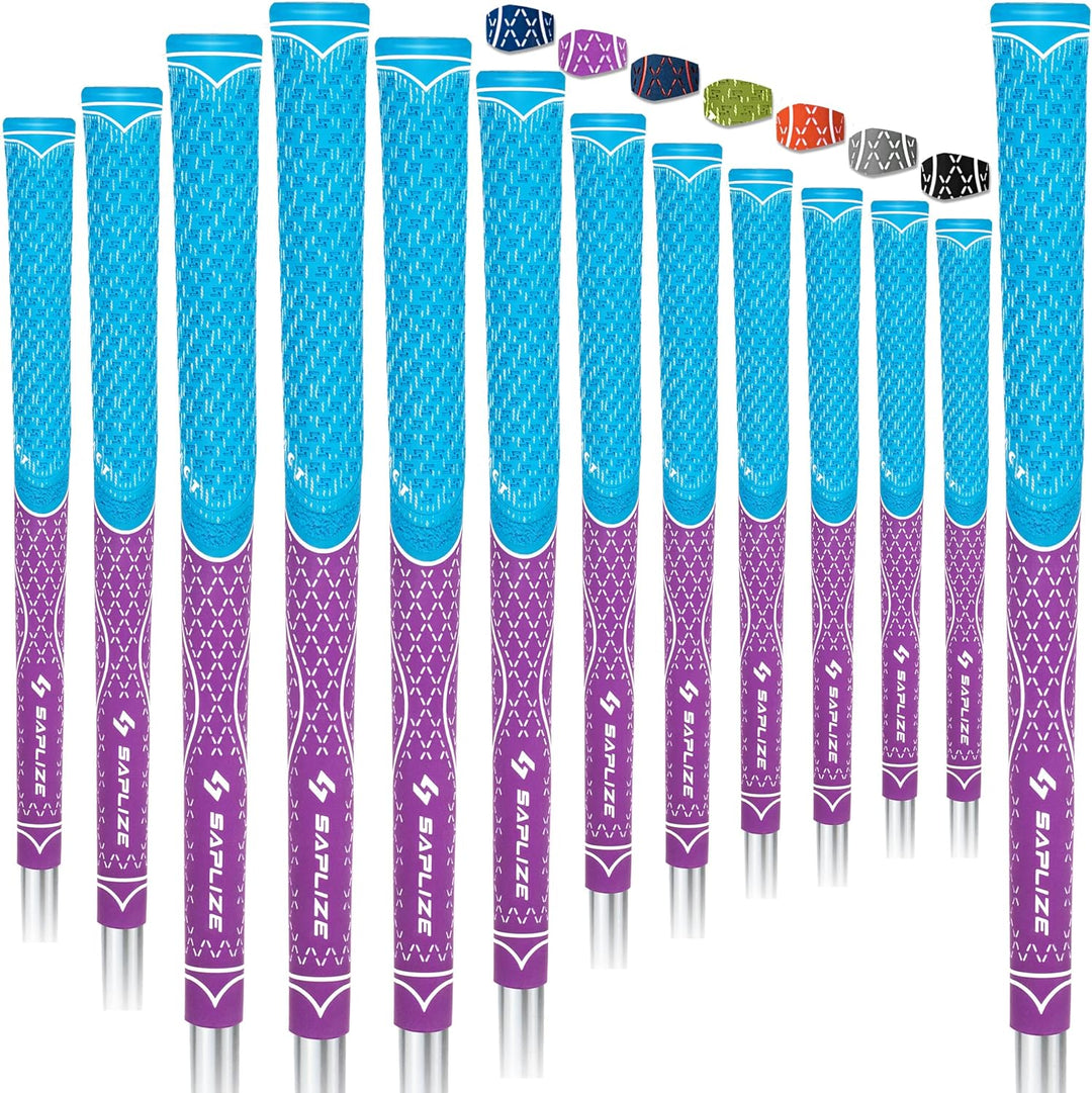 SAPLIZE Golfgriffe, Paket A (13 Griffe und komplettes Regripping-Kit), Paket B (13 Griffe), 7 Farben