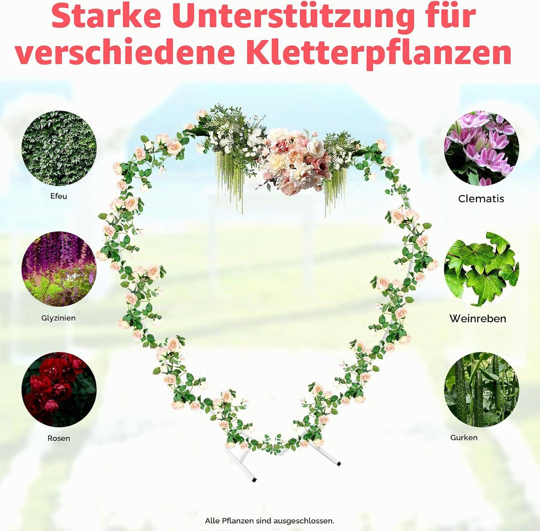 Herz Hochzeitsbogen Freistehend Hochzeitbogen Rahmen 200x210cm Herz-Formen Arch Stand Ballonbogen Bl