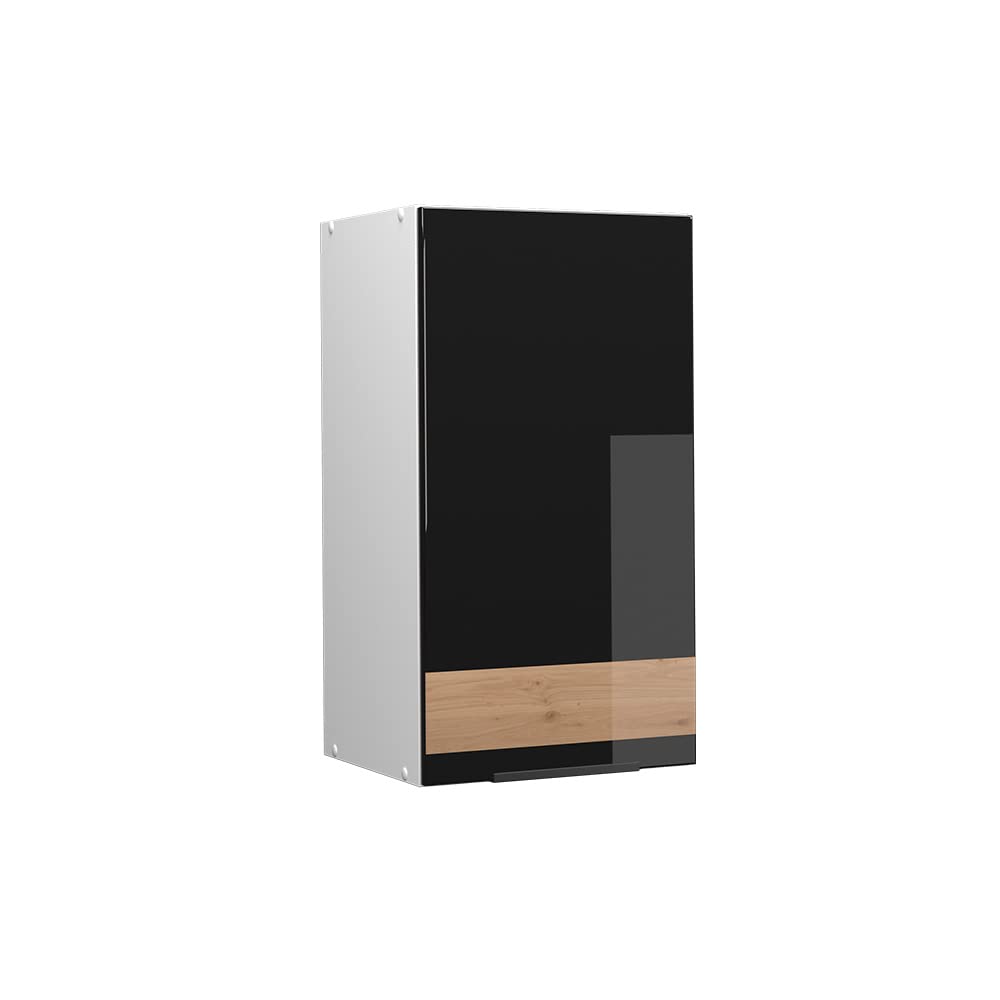 Vicco Hängeschrank Fame-Line, Schwarz-Eiche Hochglanz/Weiss, 40 cm Schwarz Eiche Hochglanz Hängeschr