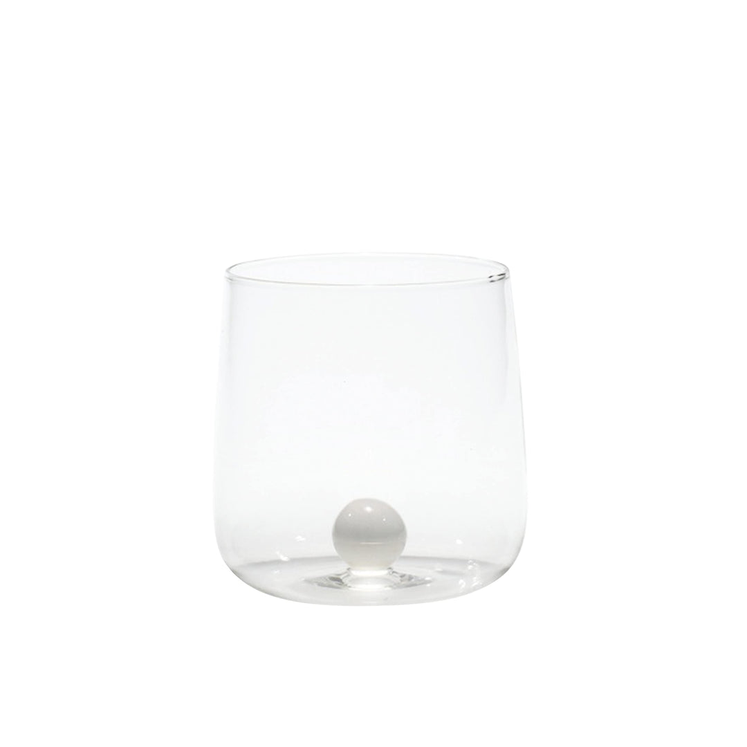 Zafferano Bilia Glasbecher - Handgemachtes Transparent Glas, Verziert mit bunter Glaskugel im Innere