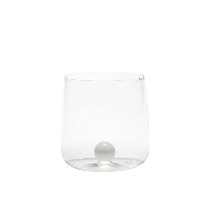 Zafferano Bilia Glasbecher - Handgemachtes Transparent Glas, Verziert mit bunter Glaskugel im Innere
