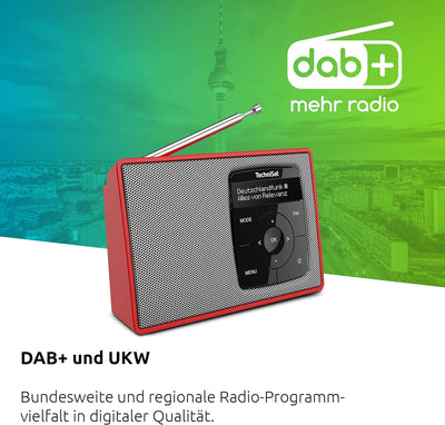 TechniSat DIGITRADIO 2 - Tragbares DAB+/UKW-Radio mit Akku (mit Bluetooth Audiostreaming, Weckfunkti
