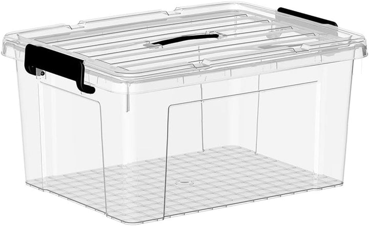 Cetomo,65L,4er-Pack, Aufbewahrungsbox mit deckel,Aufbewahrungsboxen, mit Clips, stapelbar, Wohnzimme