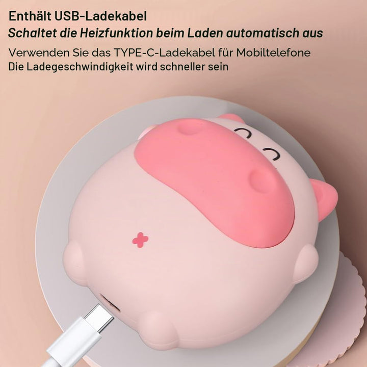 Niedlicher Schweine-Handwärmer, USB-Handwärmer mit Licht, Wiederaufladbarer Handwärmer, Elektrischer