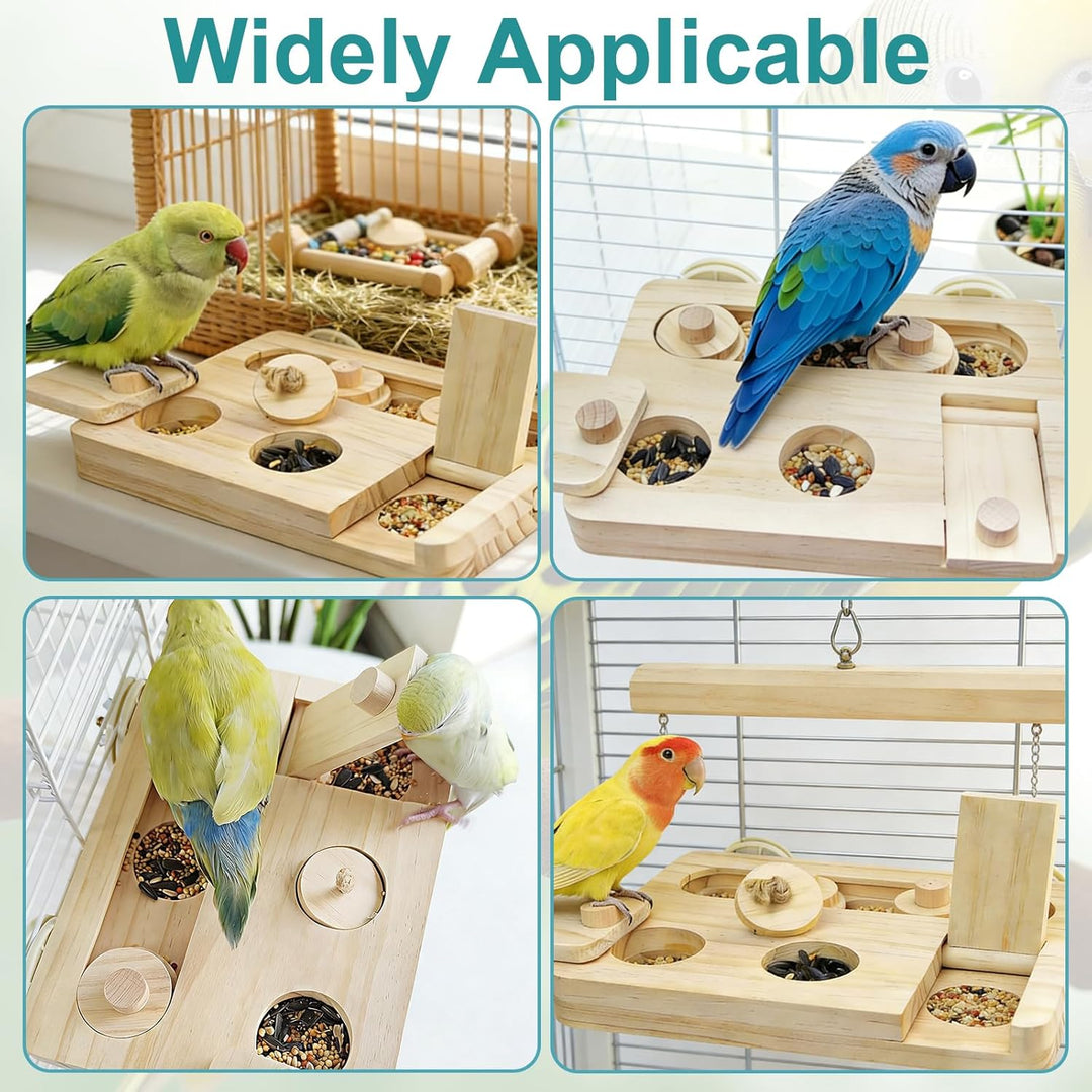Hamster Spielzeug - VöGel Futtersuchpuzzle Holz - Puzzle Futterspender FüRVöGel - Nager Spielzeug -