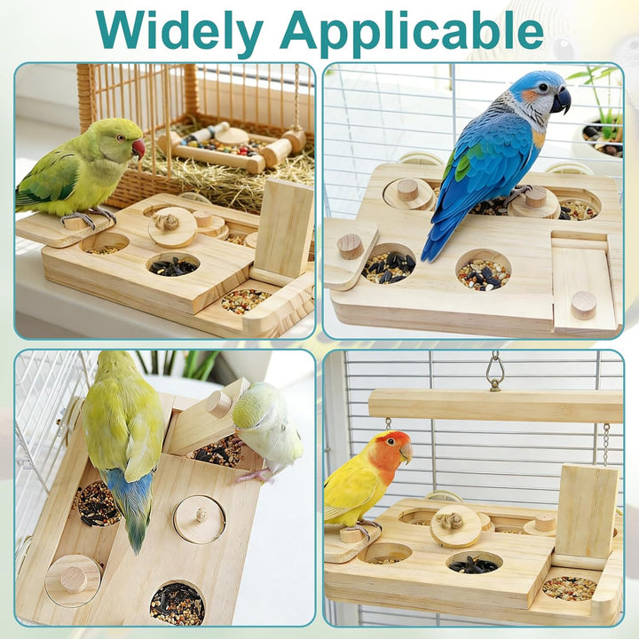 Hamster Spielzeug - VöGel Futtersuchpuzzle Holz - Puzzle Futterspender FüRVöGel - Nager Spielzeug -
