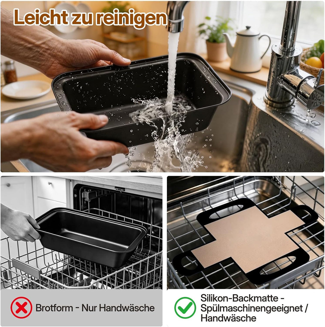 Brotbackform Kasten Set, 2 Stück Antihaft Karbonstahl Kastenform Kuchen 28X15X5.5cm mit 2 Dauerbackf