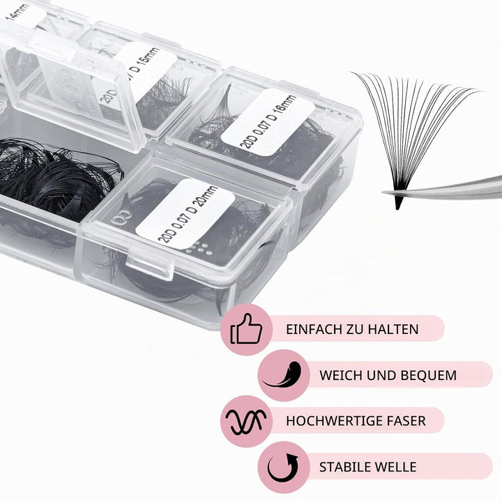 FADLASH 2024 Version Wimpern Extension Vorgefertigte Fächer Premade Professionell Mixed 600pcs 20D 1