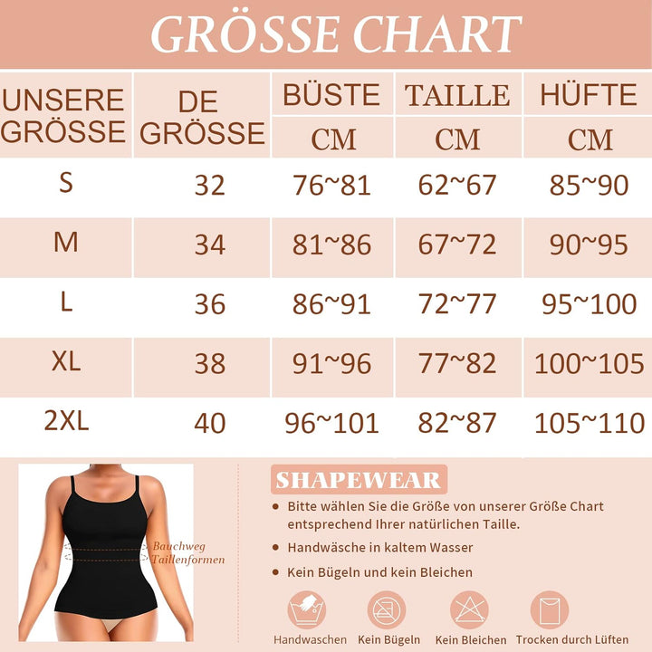 YARRCO Shape Unterhemd Damen Tank Top Bauchweg Shapewear Sport Tanktop Figurformendes Trägertop Body