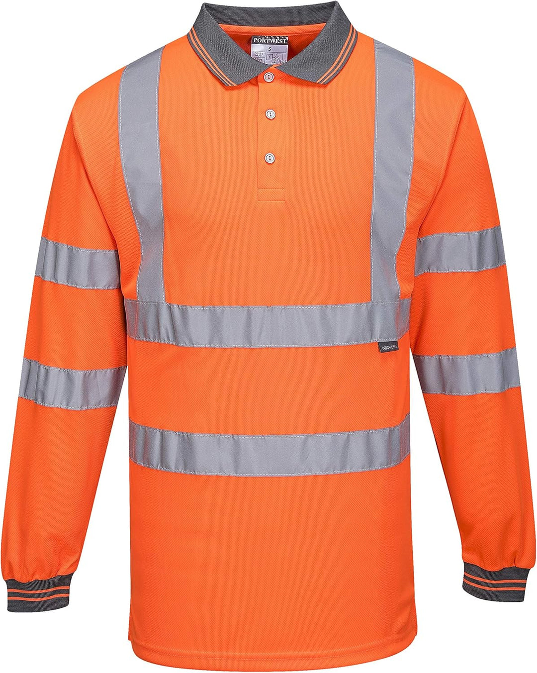 Portwest Langarm Warnschutz Polo Shirt, Grösse: XXXL, Farbe: Orange, S277ORRXXXL 3XL Orange, 3XL Ora