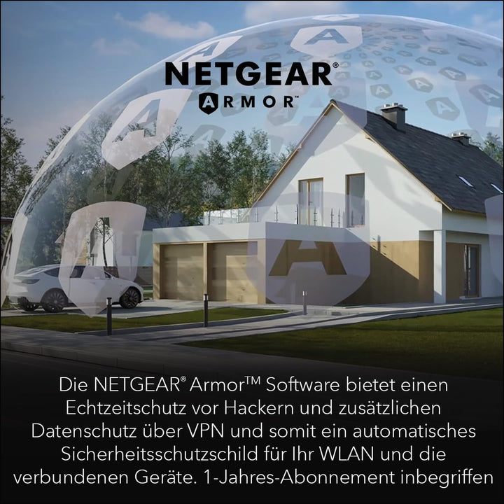 NETGEAR Orbi 970-Serie Quad-Band WiFi 7 Mesh WLAN Set (RBE973S), BE27000 WiFi 7 Router mit 2 Satelli