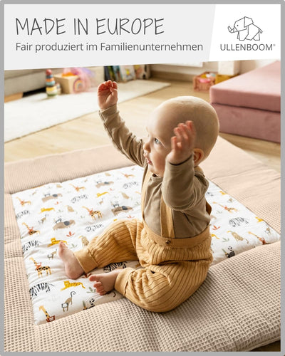 ULLENBOOM ® Baby Krabbeldecke 120x120 cm gepolstert - Sand-Savanne (Made in EU) - Krabbeldecke für B