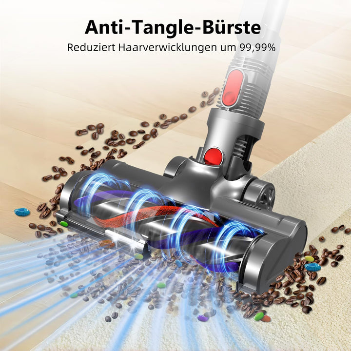 Akku Staubsauger 40000Pa/450W/100 Min mit 2 Austauschbaren Akku, 4 HEPA-Filter, 1,6 L Staubbehälter