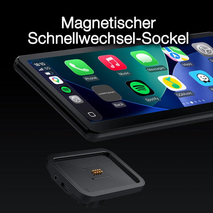 CarpodGo T4 8,9" 60 fps – Tragbares Auto-Display mit kabellosem &amp; kabelgebundenem CarPlay, unterstüt