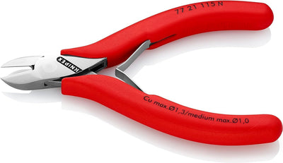 Knipex Elektronik-Seitenschneider mit durchgestecktem Gelenk mit Kunststoff überzogen 115 mm 77 21 1