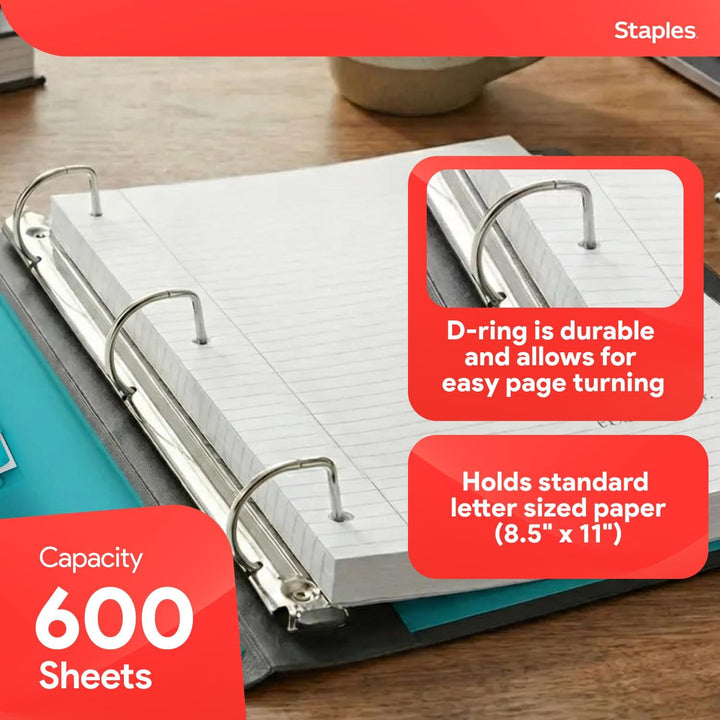 Staples 3 Inch BetterView Binder with D-Rings (Teal) blaugrün, blaugrün
