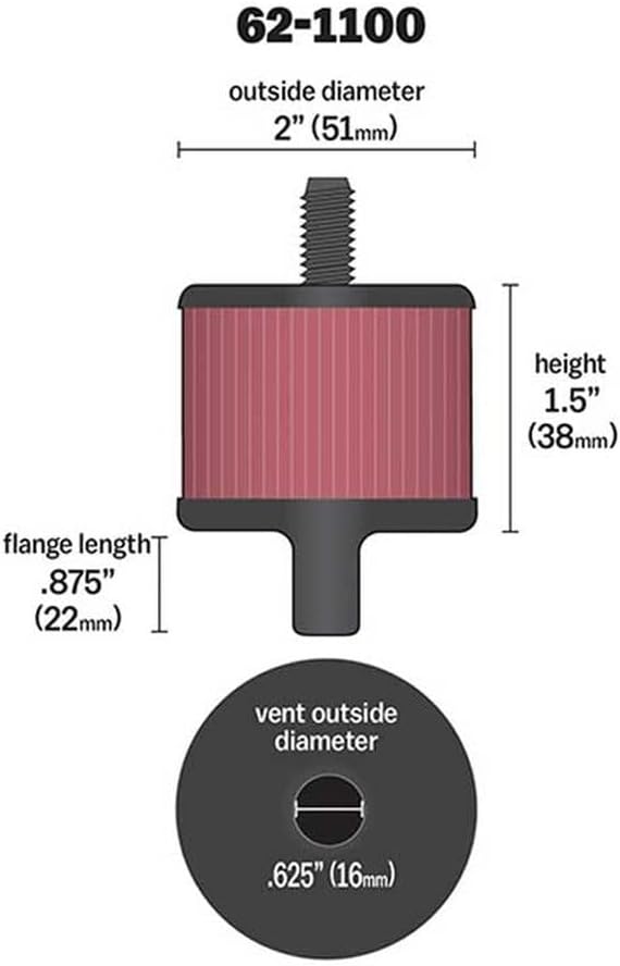 K&N 62-1100 KFZ und Motorrad Entlüftungsluftungsluftfilter