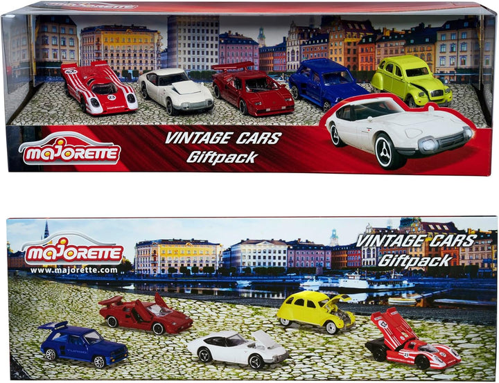 Majorette 212052013 Vintage 5er-Geschenkset, Spielzeugautos mit Freilauf aus Metall, Vintage-Version