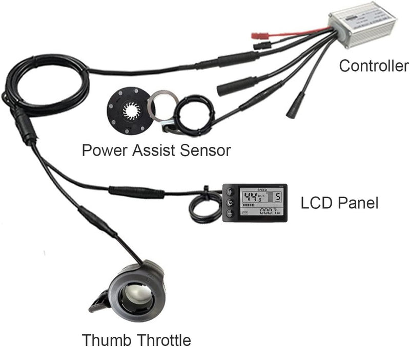 BuyWeek Electric Bike Motor Controller, 36V 48V 15A Gemeinsamer Geschwindigkeitsregler mit S866 Pane