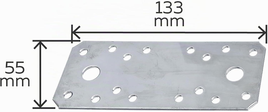 Alberts 851781 Flachverbinder | Edelstahl | 133 x 55 mm | 50er Set 135 x 55 mm / 50 Stk. Material: E