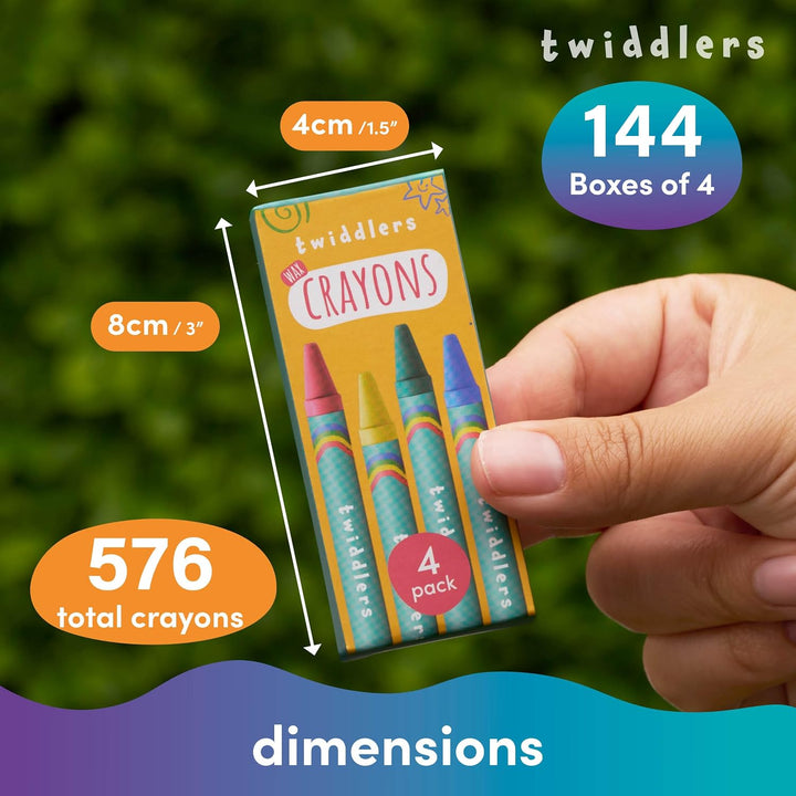 THE TWIDDLERS 144 Boxen Wachsmalstiften, 4 Farben - Gastgeschenke, Mitbringsel, Mitgebsel für Kinder