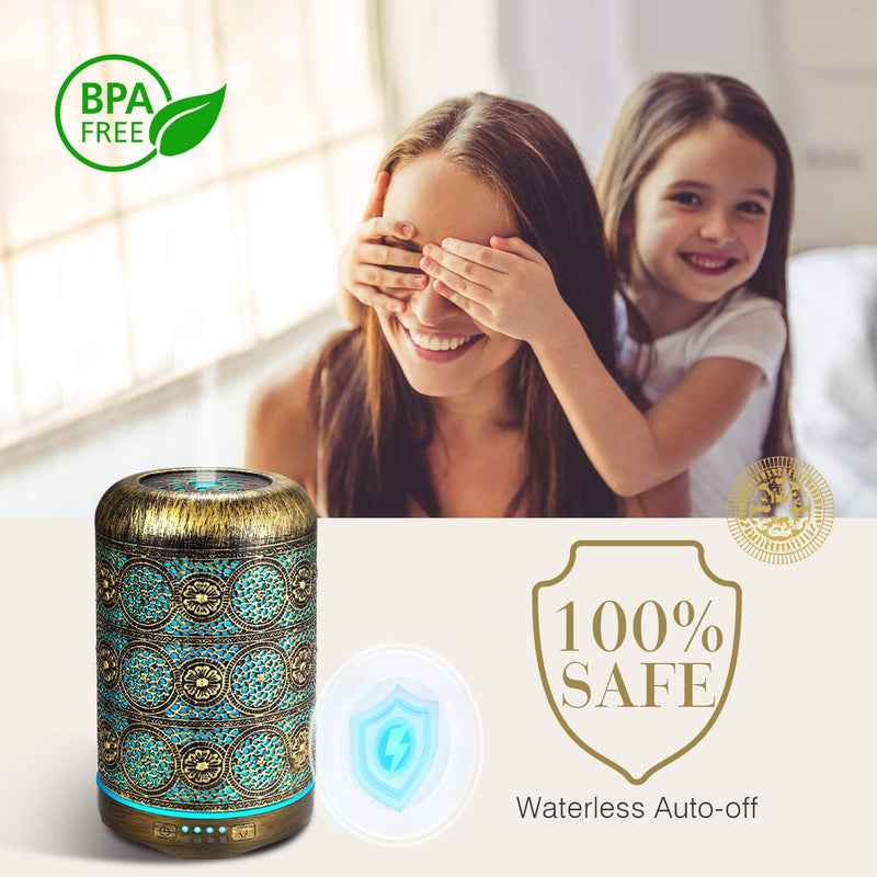 SALKING Aroma Diffuser, 260ml Metall Aromatherapie Diffusor für ätherische Öle, Raumbefeuchter Elekt
