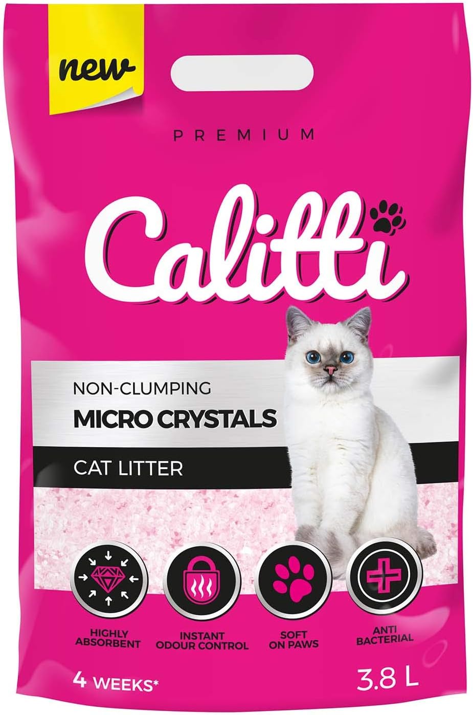 Calitti - Micro Silikat Katzenstreu | Premium Crystals Silikatstreu | Antibakteriell Katzensand | 8-