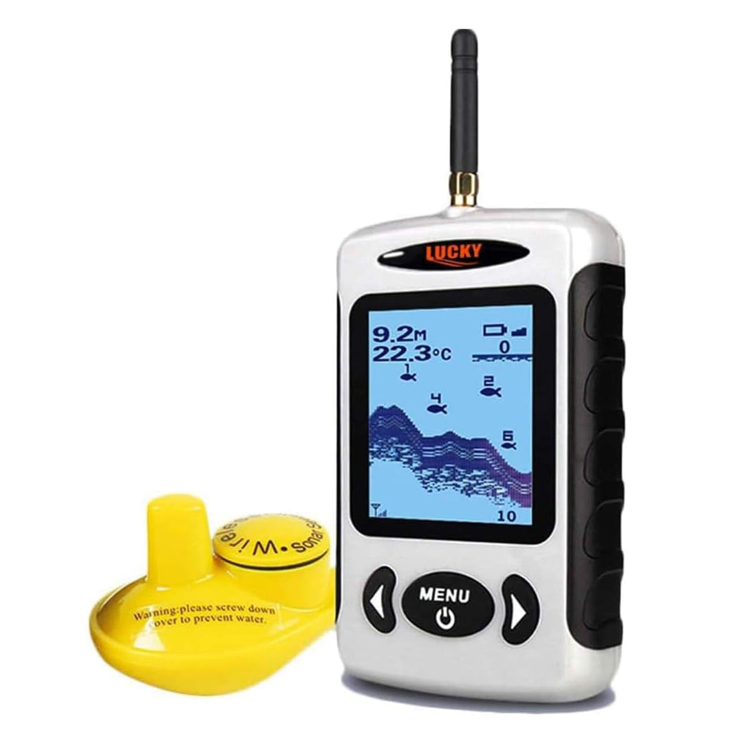 LUCKY Drahtloser Fischfinder Sonarsensor Tragbarer Sonar Fischfinder LCD Display Tiefenmesser zum An