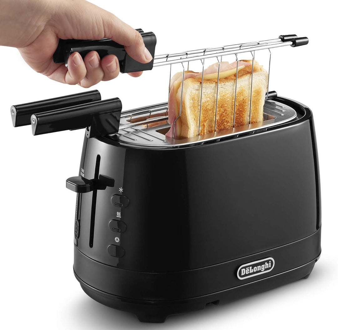 De Longhi CTLAP2203 Toaster mit Zange, 550 Watt. 550 Watt Schwarz, Schwarz