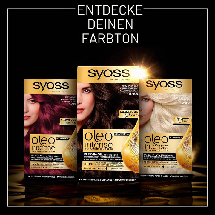 Syoss Oleo Intense Permanente Intensive Ölfarbe, 7,58 Cool Beige Blond, 3er Pack