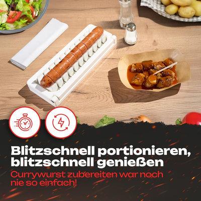 Currywurstschneider für zu Hause | schnelle & gleichmässige Würstchenscheiben | Langlebige Gelenke +