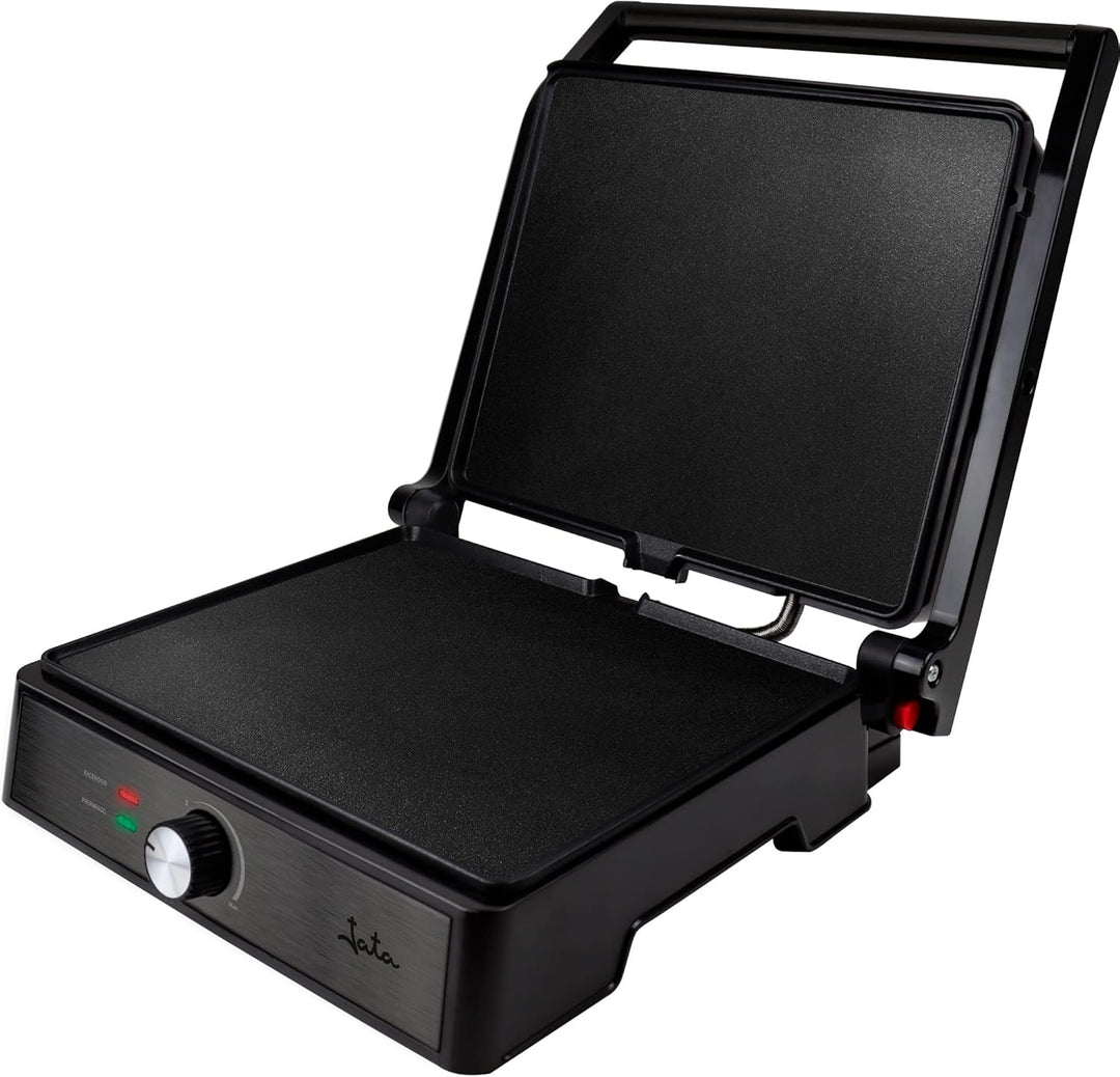 Jata JEGR1913 Elektrischer Doppel-Grill-Grill mit 2 Grillplatten, 29 x 24 cm, Öffnung 180°, kippbare