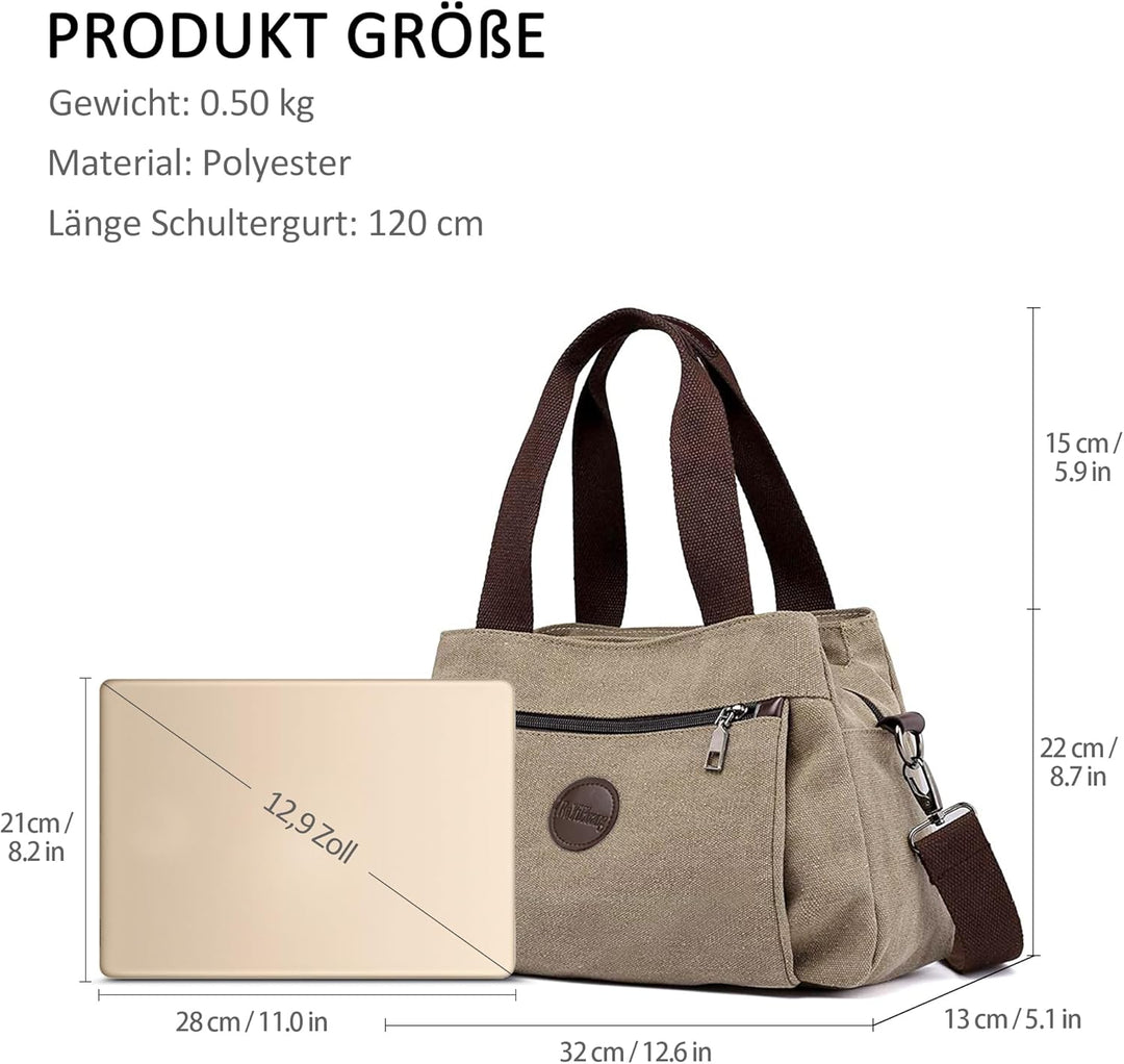 DORRISO Mode Umhängetasche Damen Canvas Handtasche Reise Schultertasche Casual Multifunktionale Umhä