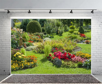 Renaiss 1.8x1.2m Frühling Garten Fotografie Hintergrund Blumenwiese Park Natur Landschaft Hintergrun