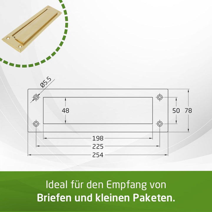 Amig - Briefkastenschlitz Golden Mod. 1 - Klappe für Wände oder Türen - Briefsammler mit Messingdeck