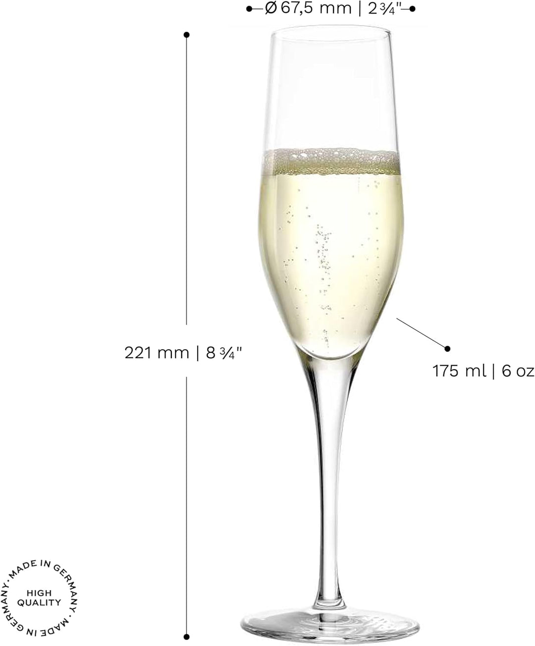 Stölzle Lausitz Exquisit Sektkelche 175ml I Edle Champagnergläser 6er Set I Schaumweingläser 6 Stück