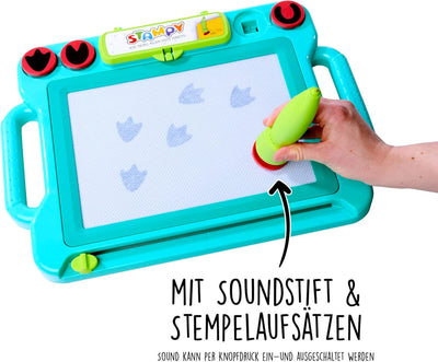 Simba 106334629 - Stampy Maltafel für Kinder, 41x29cm, magnetische Zaubertafel mit Sound-Stift, 4 Ti