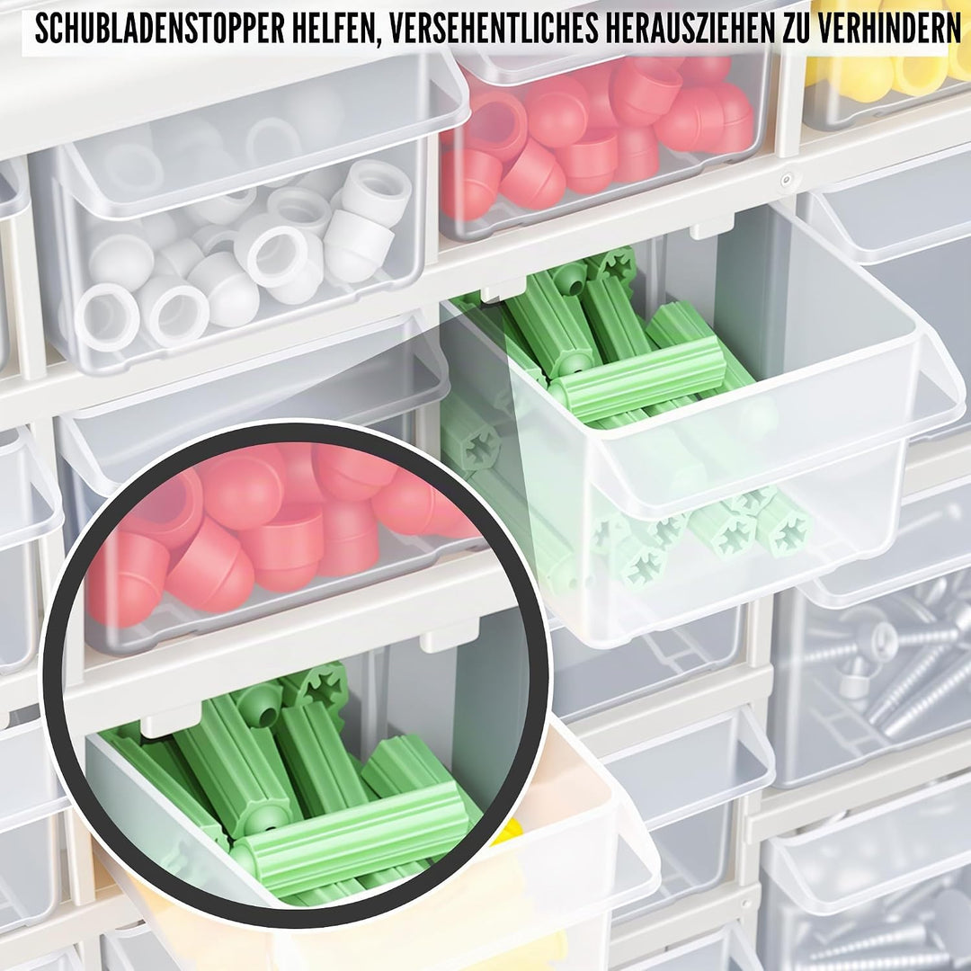 CraftGenes 44 Schubladen Schraubenaufbewahrung Organizer Grau Kleinteileschrank mit leichtgängigen S