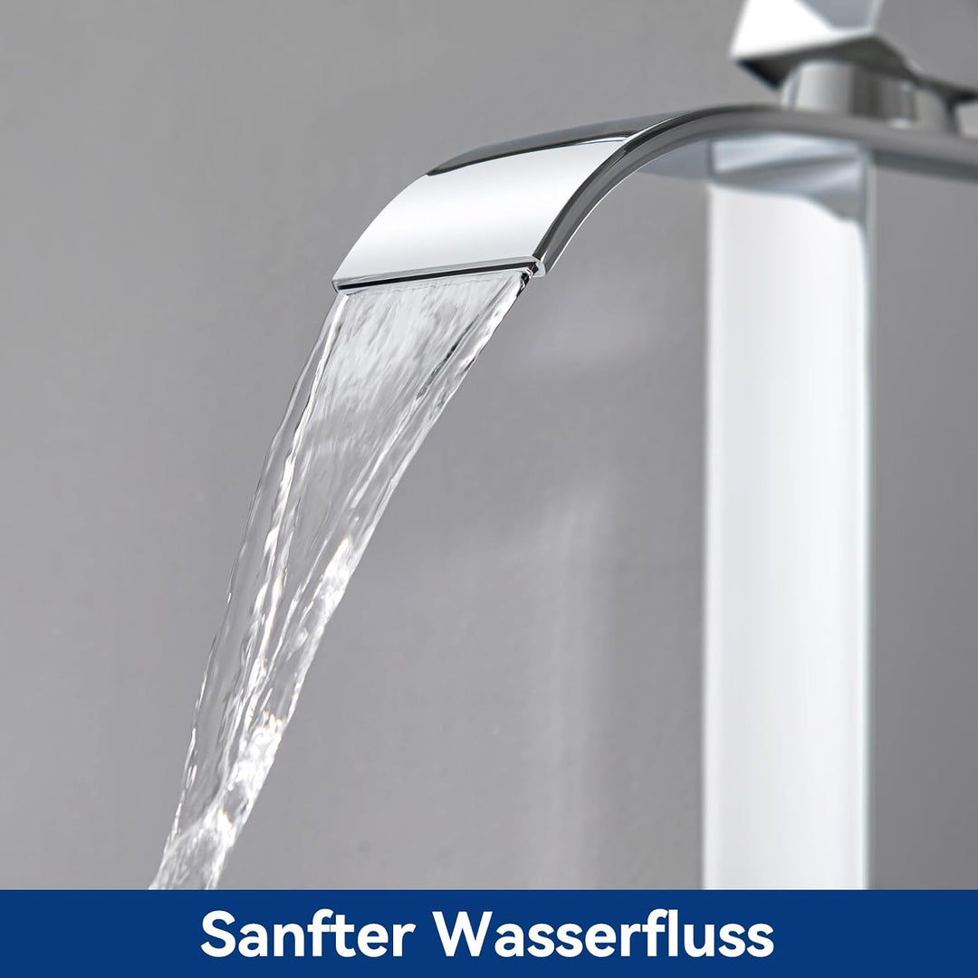 CECIPA Wasserhahn Bad Hoch, Waschtischarmatur Wasserfall, Armatur Badezimmer Edelstahl, Waschbecken