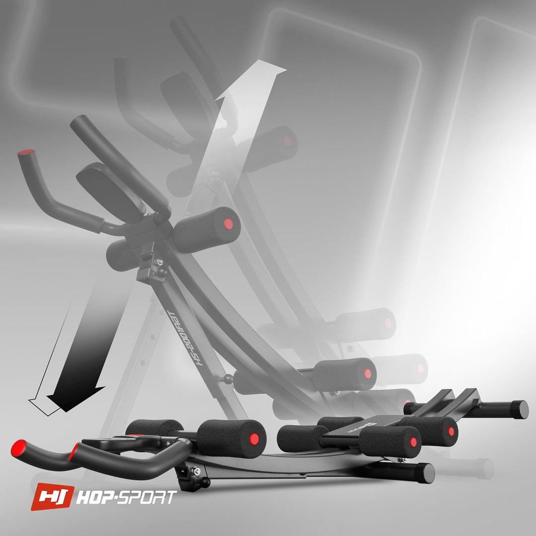 Hop-Sport Rückentrainer &amp; Bauchtrainer Klappbar, 4-stufige Höhenverstellung, Boarddisplay, Fitnessge